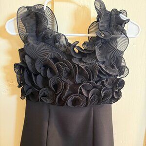 Zara Black Ruffle Statement Cocktail Dress Sleeveless Size M